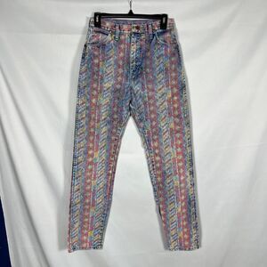 VINTAGE 90s Wrangler Geometric Acid Wash Jeans womens